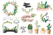 Wedding graphic set with succulents, an Illustration by Graphic Box (Thumbnail 2 of 3)