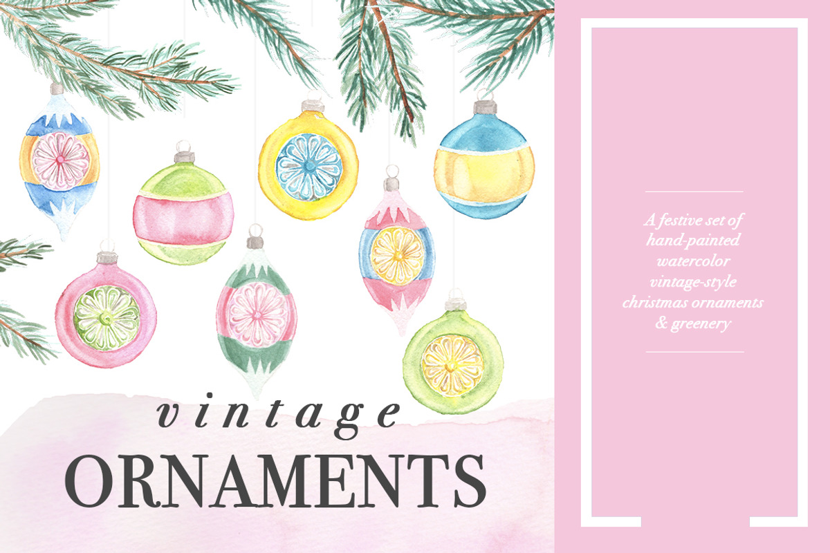 Vintage Watercolor Ornaments, a Decorative Illustration by Instinct Design Co (Photo 1 of 3)