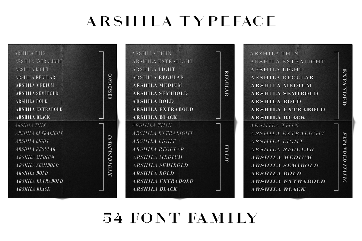 Arshila | Modern Serif Typeface, a Serif Font by By Kineks (Photo 3 of 16)