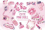 Fashion Doll Clip Art, Pink Clipart, an Illustration by TatiMockup (Thumbnail 1 of 5)