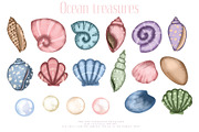 Ocean clipart & digital paper, a Decorative Illustration by Yelloo Fish (Thumbnail 6 of 19)