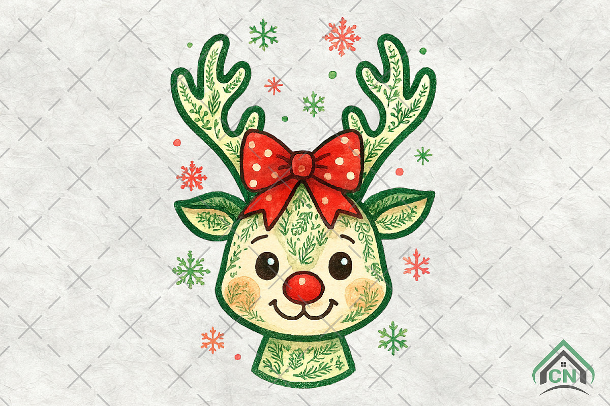 Coquette Green Millennial Christmas, an Illustration by Craft Nest (Photo 1 of 6)
