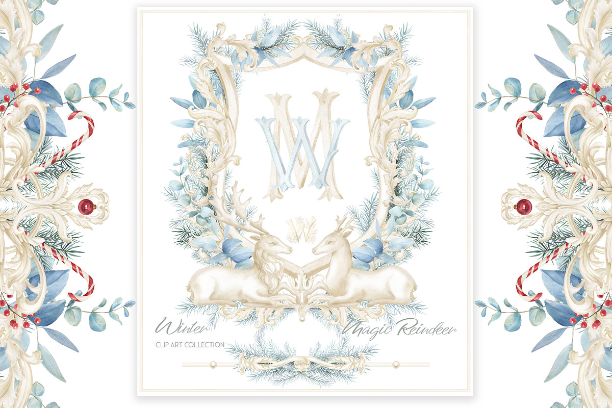 Winter Deer Borders, wedding png, a Decorative Illustration by WonderWonder (Photo 1 of 18)