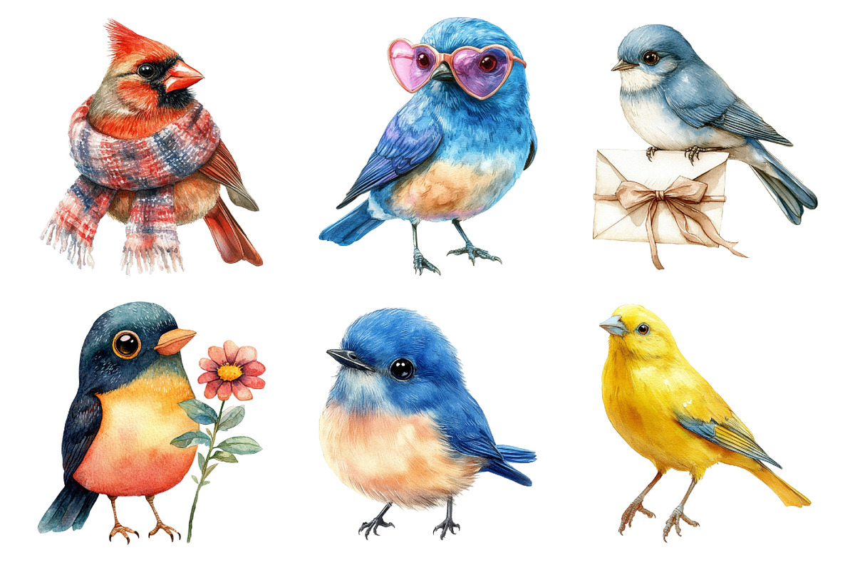 Cute Birds Clipart, an Illustration by Daily.Designs (Photo 5 of 5)