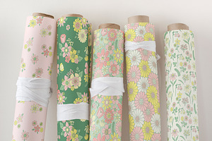 Pastel Flowers, Patterns & Clipart