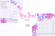 New Year Scenes, a Seasonal Illustration by GlamArtZhanna (Thumbnail 1 of 3)
