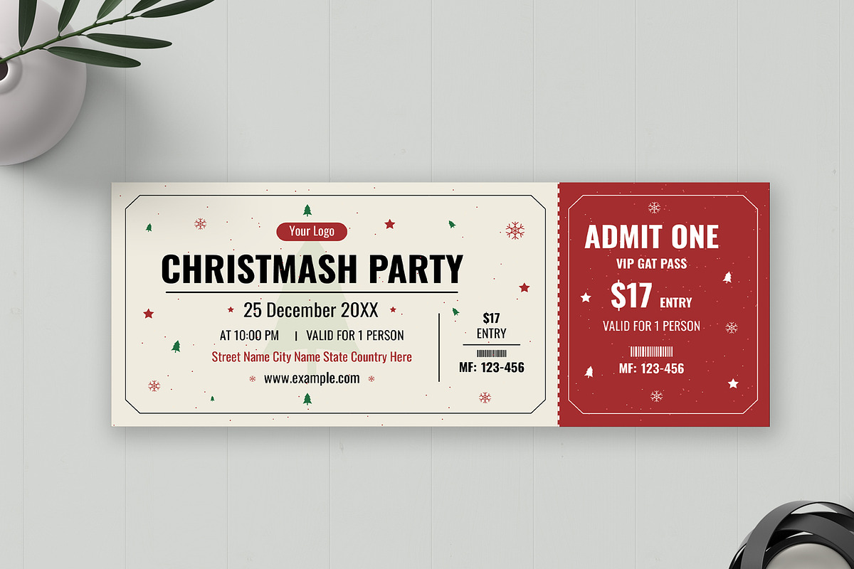 Christmas Event Ticket Layout, a Stationery Template by MightyDesign (Photo 2 of 6)