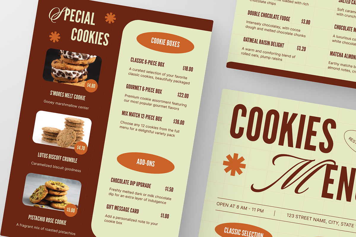 Cookies Menu, a Flyer Template by Annora Studio (Photo 4 of 6)