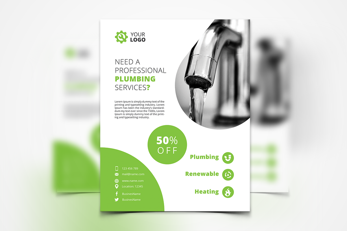 Plumbing Flyer, a Flyer Template by UNIK Agency