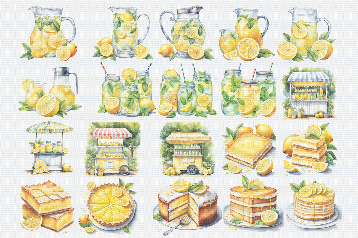 Watercolor Everything Lemon Clipart, a Food Illustration by Crafts of The Moon (Photo 3 of 4)