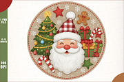 Round Patchwork Christmas Santa PNG, an Illustration by SinaCreation (Thumbnail 1 of 7)