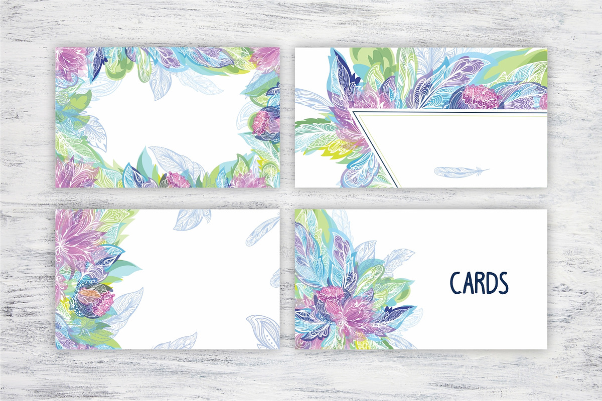 Bohemian Feathers Vector Set, a Decorative Illustration by kisikoida (Photo 14 of 16)