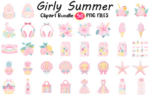 Girly Summer Clipart Set, an Illustration by Digital Artistic99