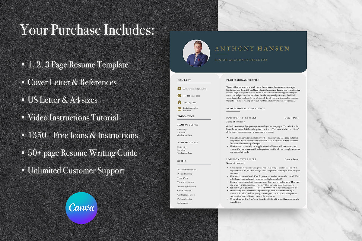 Professional Canva CV Template Pack, a Resume Template by Lux Resume (Photo 8 of 9)