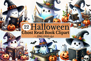 Halloween Ghost Read Book Clipart, a Seasonal Illustration by Rose Art (Thumbnail 1 of 5)