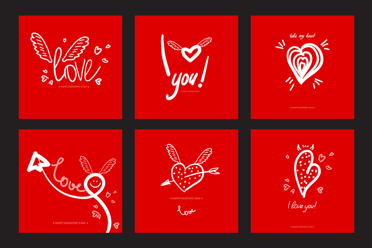 Valentine`s Day Greeting Cards, an Illustration by GalaStudio (Photo 2 of 5)