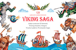 Viking Saga - Watercolor Clip Art