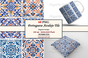 Portuguese Azulejo Pattern Tile V2