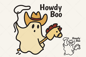 Howdy Boo SVG Cowboy Ghost Rodeo PNG
