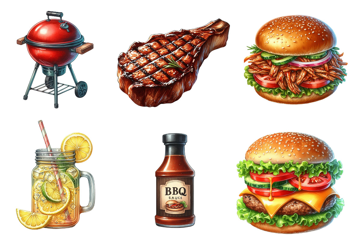 Watercolor Bbq Barbecue Clipart, an Illustration by CreationArt (Photo 4 of 5)