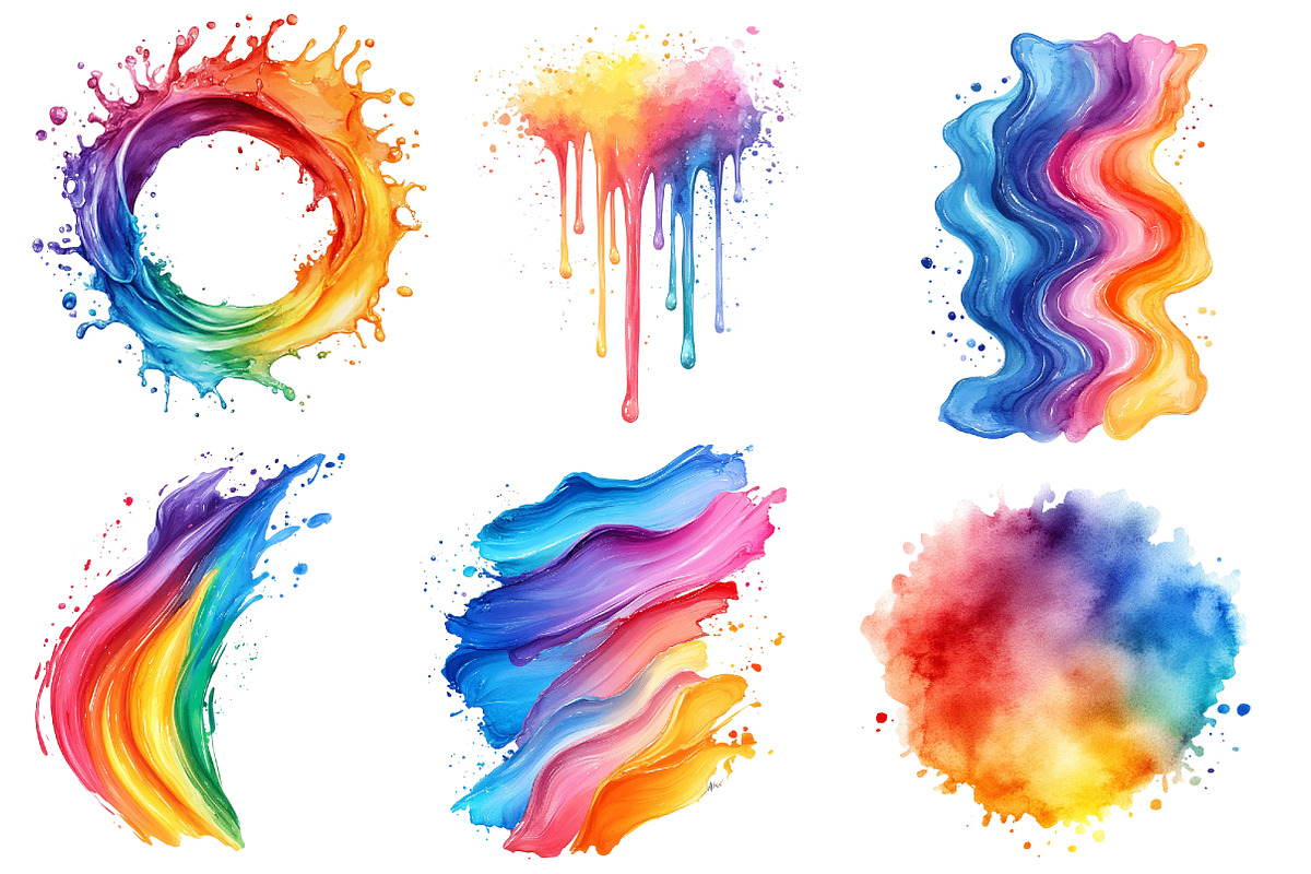 Watercolor Rainbow Paint Splash, an Illustration by Designworld (Photo 4 of 5)