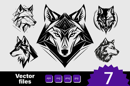 Wolf, dog head vector logo, tattoo.