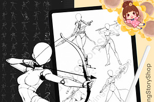 100 Procreate Anime Fighting Stamps, a Brush Add-On by DrawingStoryShop