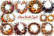 Fall Wreath Clipart, Autumn Wreath, an Illustration by DreamArtGraphic (Thumbnail 1 of 4)