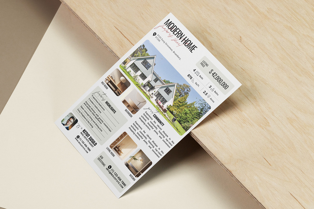 Real Estate Flyer Home Feature Sheet, a Flyer Template by Prapti Design (Photo 5 of 10)