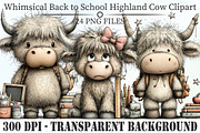 Back to School Highland Cow Clipart, an Animal Illustration by Libby Wishes (Thumbnail 1 of 5)