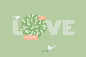 Love lettering and two pretty birds