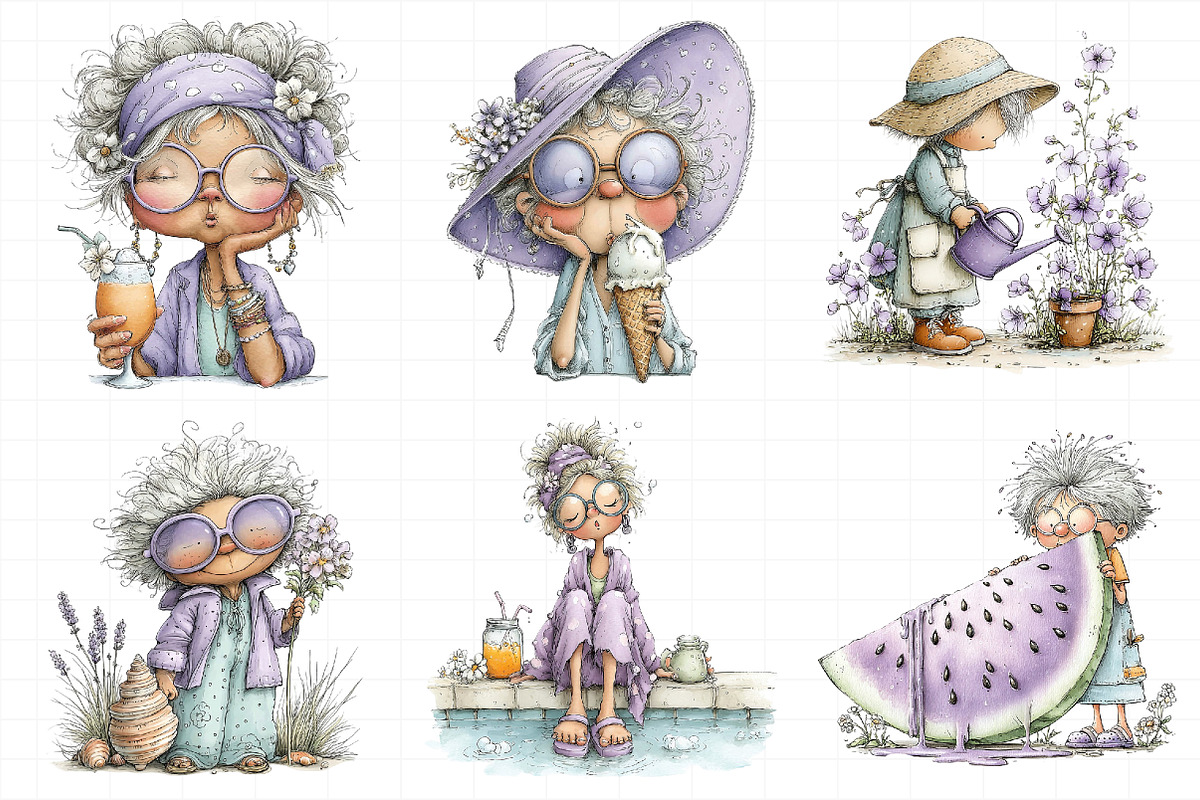 Summer Funny Grandma Clipart, an Illustration by Daily.Designs (Photo 4 of 7)