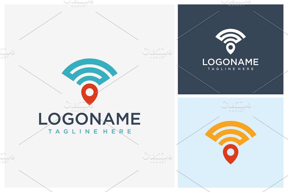 Modern wireless signal and location, a Branding & Logo Template by jundio studio