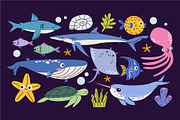 Cute Sea Animals Vector Clipart, an Animal Illustration by Luamor (Thumbnail 2 of 3)