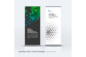 Abstract business vector set of modern roll Up Banner stand desi