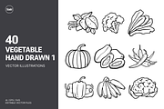 40 Vegetable Hand Drawn Vol 1, an Object Illustration by SLAB! Design (Thumbnail 1 of 3)