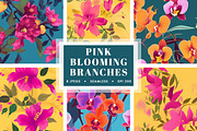Pink Blooming Floral Patterns, a Pattern Graphic by Ninterints (Thumbnail 1 of 20)