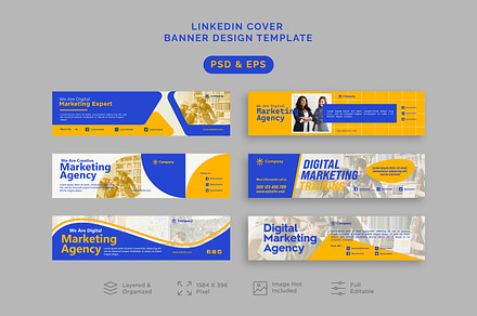 6 Digital Marketing Linkedin Banner, a Social Media Template by Minimalist Logos