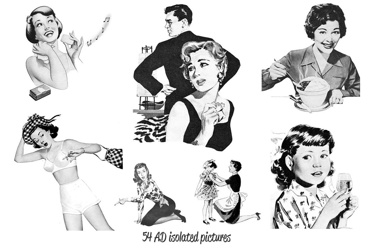 50s ADS Templates + Collage Cutouts, a Background Graphic by Pulpixel Design (Photo 5 of 15)