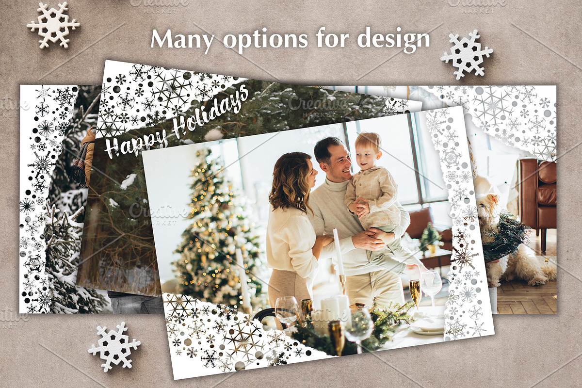 Snowflakes Photo Cards Template PSD, a Card Template by PSD templates and Photos (Photo 2 of 6)