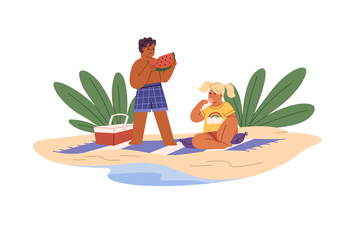 Happy kids on summer holidays set, a Person Illustration by Good Studio (Photo 9 of 10)
