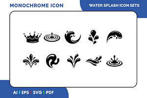 Water Splash Simple Solid Icon Set, a Solid Icon by Fontmine Studio