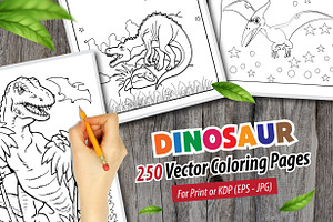 250 Vector Dinosaur Coloring Pages