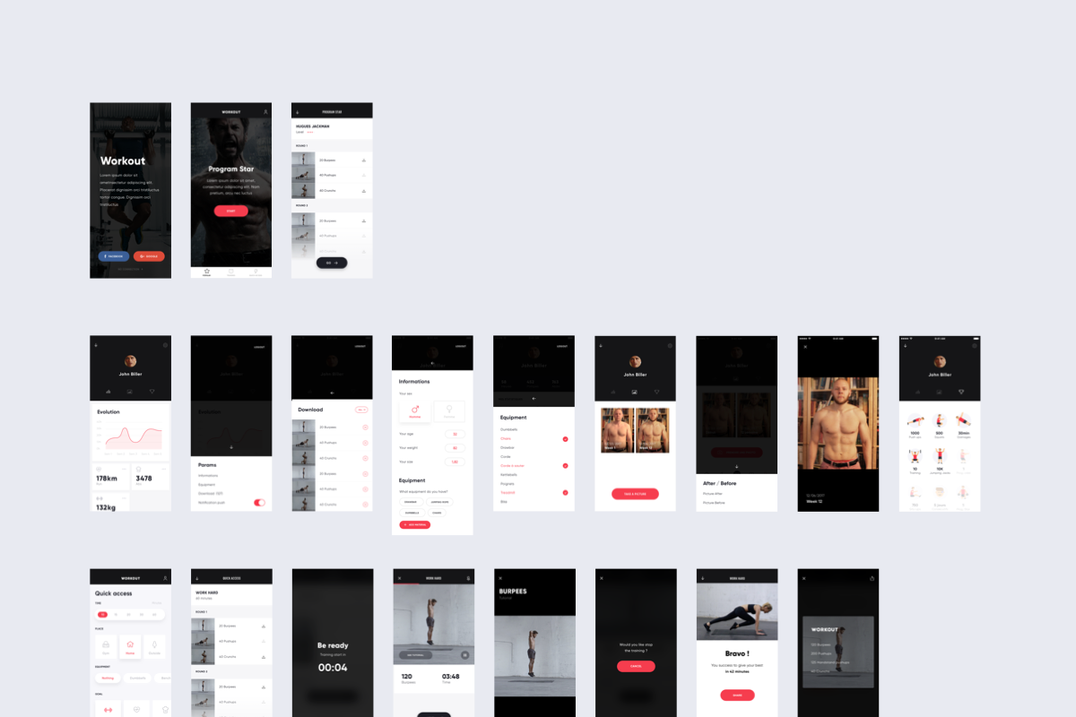 Workout App UI, an iPhone Mockup by Martin Berbesson (Photo 2 of 2)