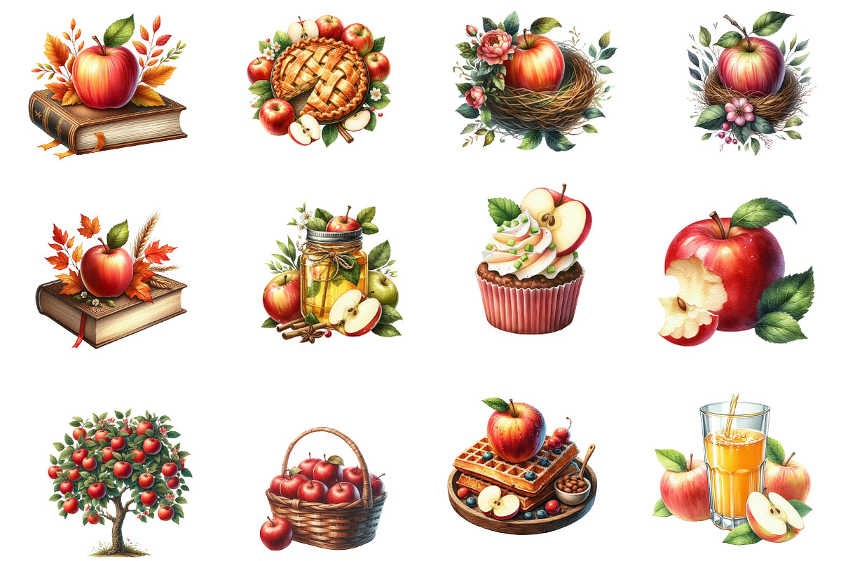 Watercolor Apple Clipart, an Illustration by Designworld (Photo 2 of 5)