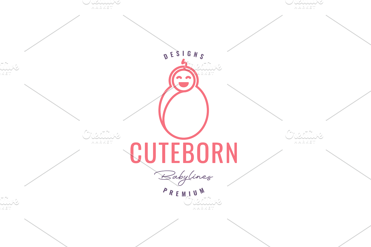 baby born smile happy line logo, a Branding & Logo Template by devastd