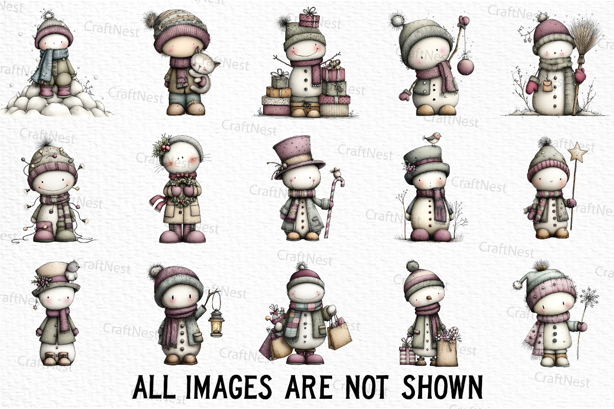 Whimsical Christmas Snowman Clipart, an Illustration by Craft Nest (Photo 4 of 6)