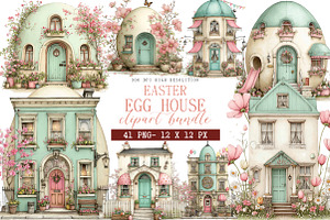 Watercolor Easter Egg House Clipart, an Illustration by DreamArtGraphic