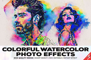 Colorful Watercolor Photo Effects