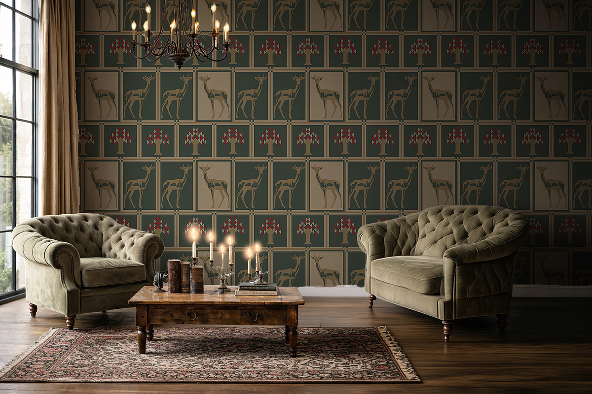 Vintage Deer Geometric Pattern, a Pattern Graphic by StudioGlouna (Photo 2 of 9)